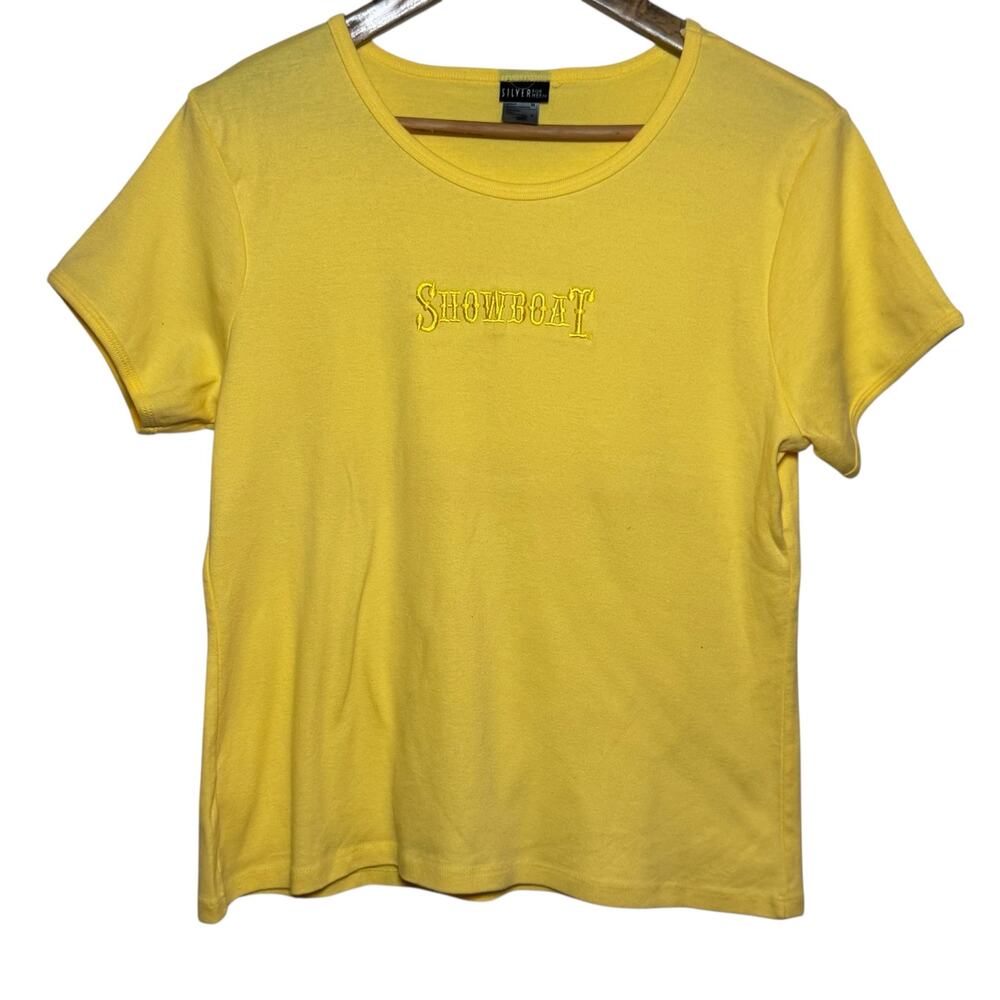 Vtg Showboat Casino Embroidered Ladies Yellow T-shirt Hanes XL